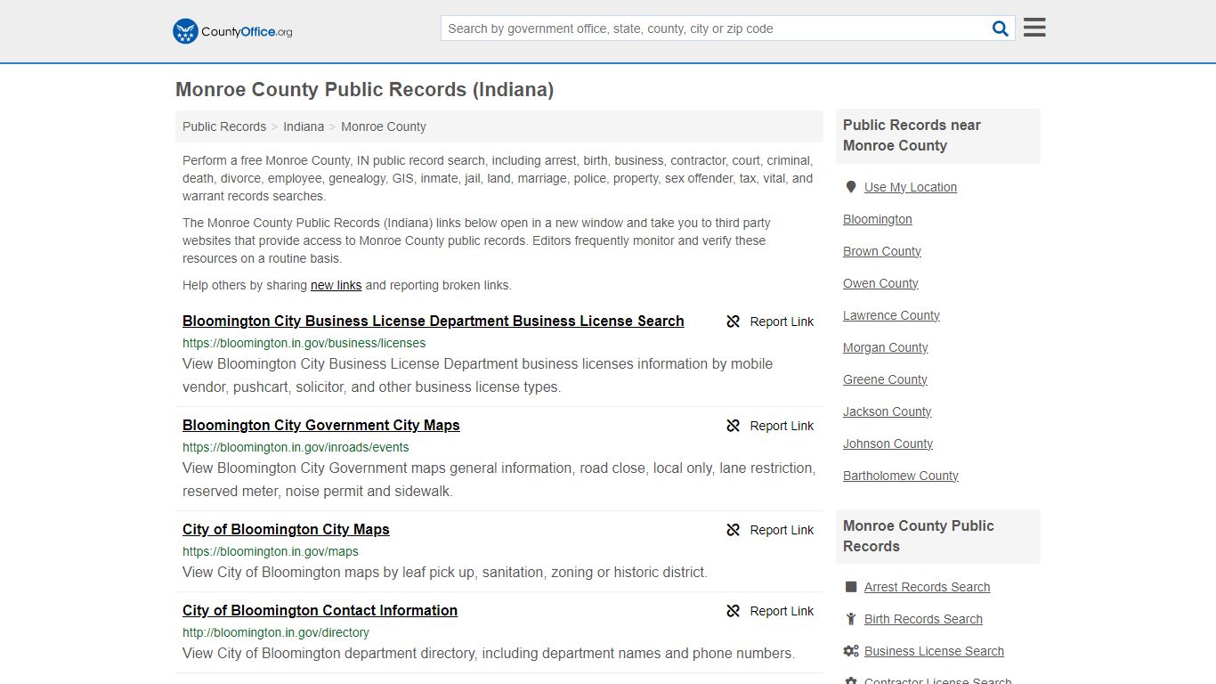 Monroe County Public Records (Indiana) - County Office